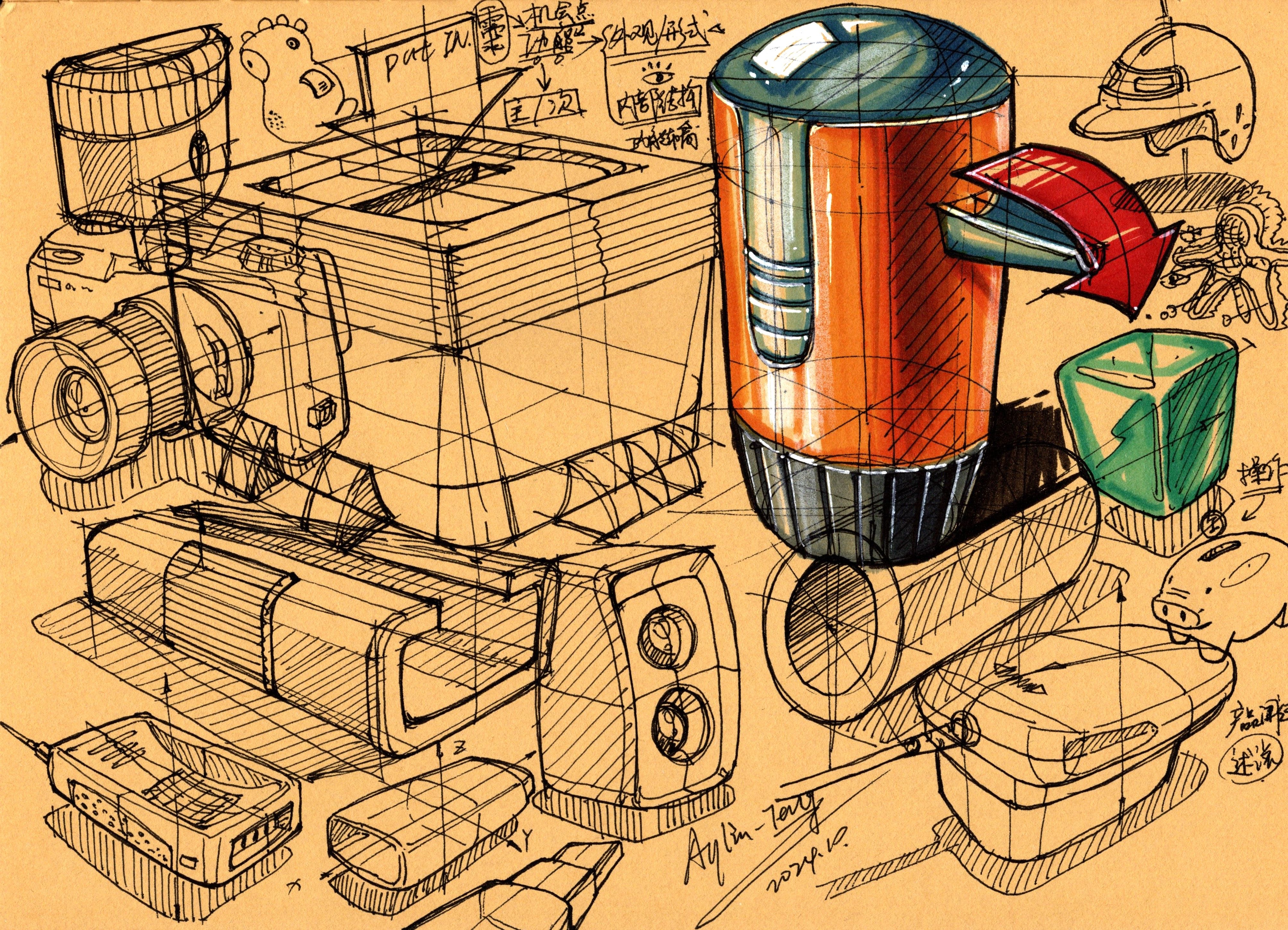 【工业产品设计手绘】日常随笔形体练习