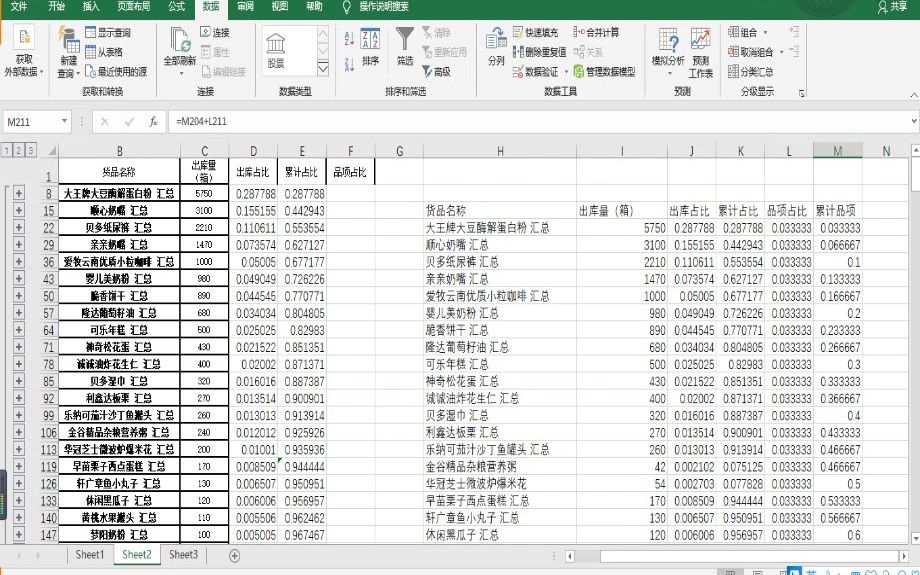 EXCEL演示“分类汇总方法物动量ABC分析”哔哩哔哩bilibili