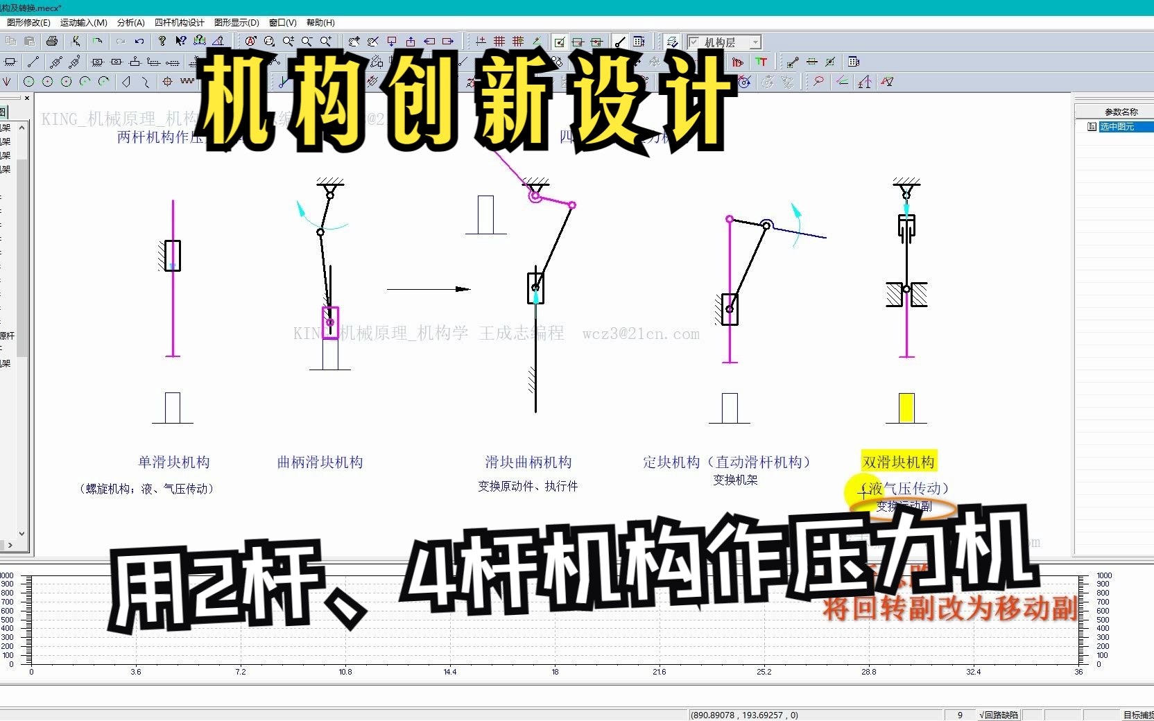 用MCAD进行机构创新设计与运动分析仿真——将二杆、四杆机构用于设计压力机锻压机、冲压机哔哩哔哩bilibili