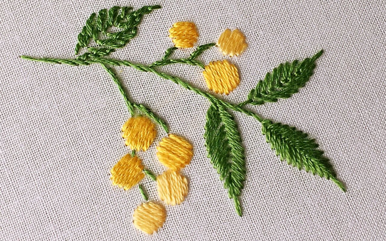 手工刺绣——四片叶子分别用了四种针法,你都认识并且学会了吗?