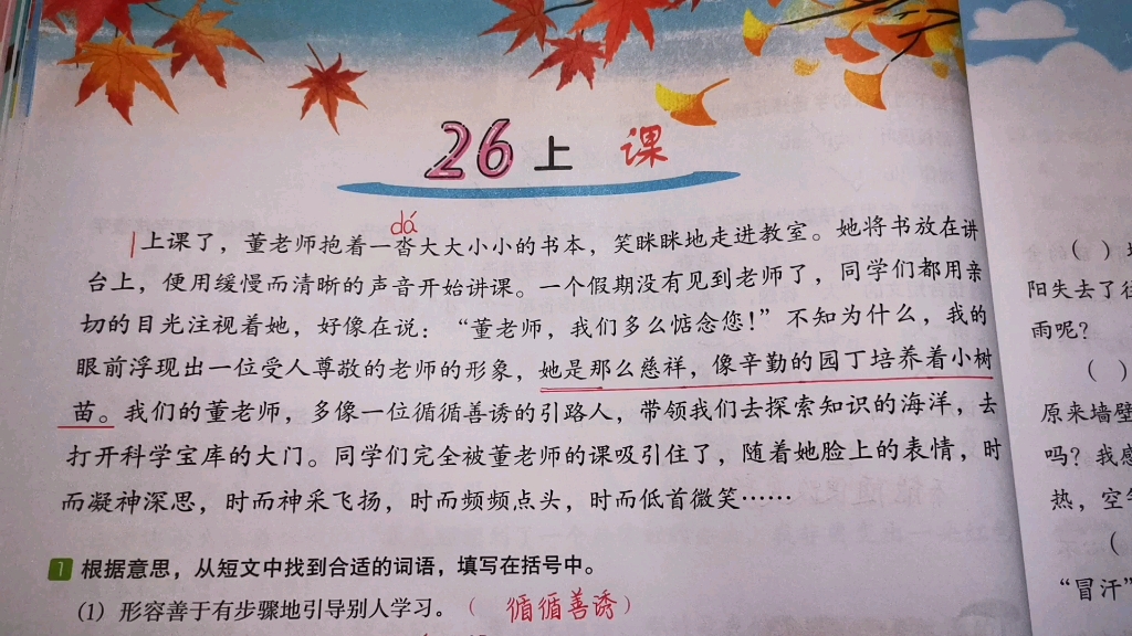 三年级语文阅读理解《上课》,比喻、拟人、排比,三种修辞很重要哔哩哔哩bilibili