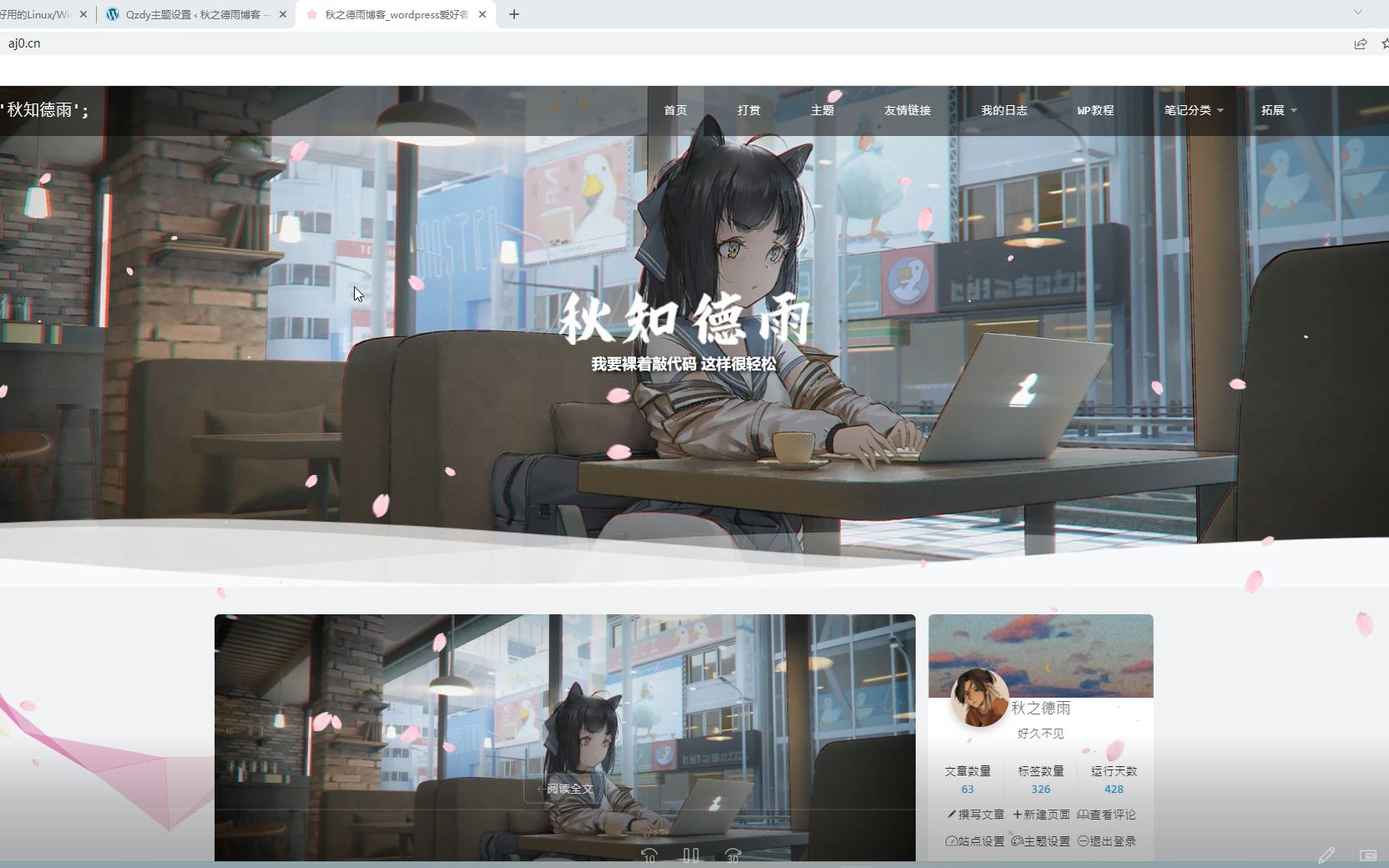 wordpress搭建个人简约唯美博客教程秋知德雨主题哔哩哔哩bilibili