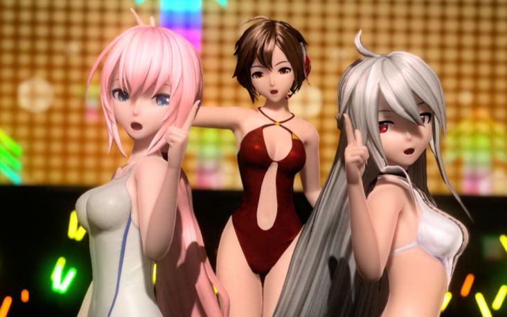 【meiko:泳装/巡音ルカ:竞泳/弱音ハク:泳装】pv