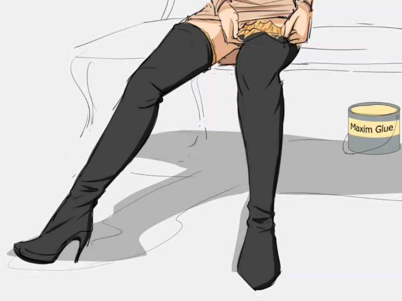 美女脱不下来胶水靴子