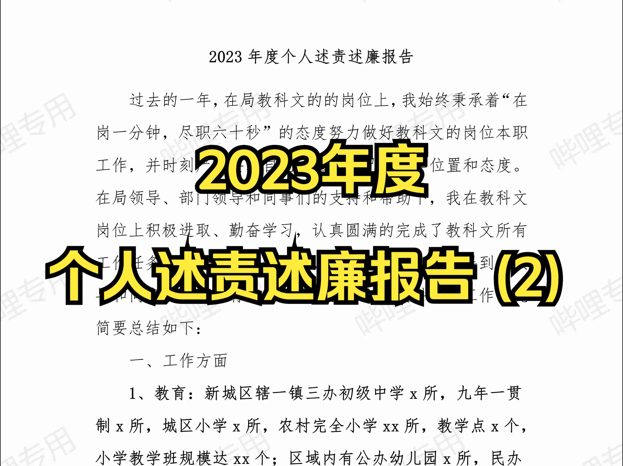 【主页简介领取】2023年度个人述责述廉报告 (2)哔哩哔哩bilibili