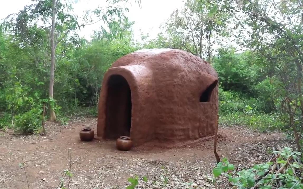 【原始技术】用泥土建造简易小屋