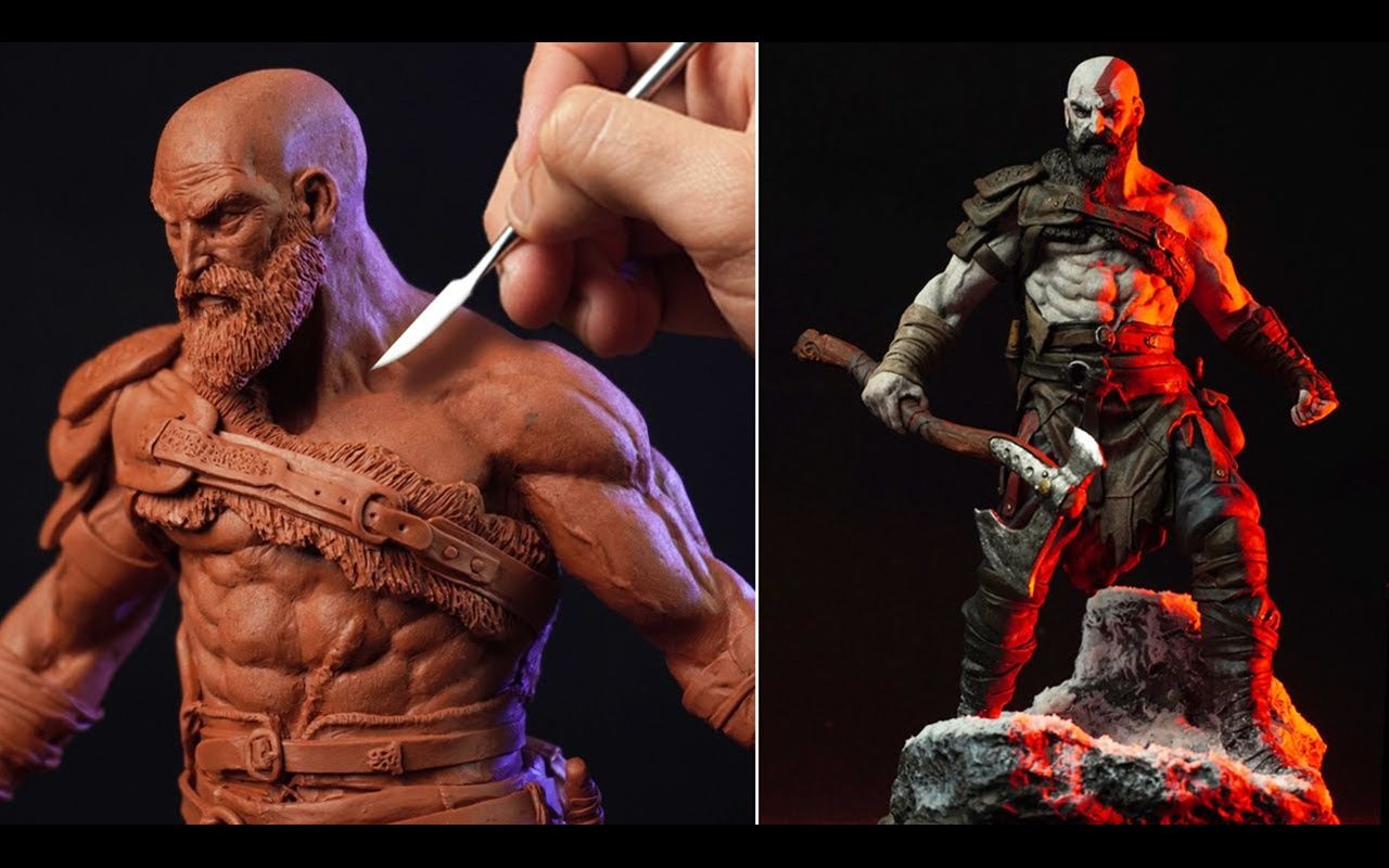 【雕塑】《战神4》奎托斯全身像 dr. garuda_哔哩哔哩_bilibili