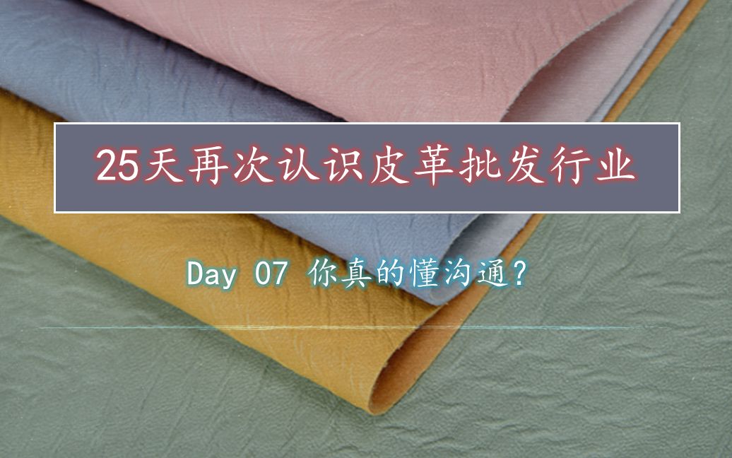 25天再次认识皮革批发行业 | Day 07 你真的懂沟通?哔哩哔哩bilibili