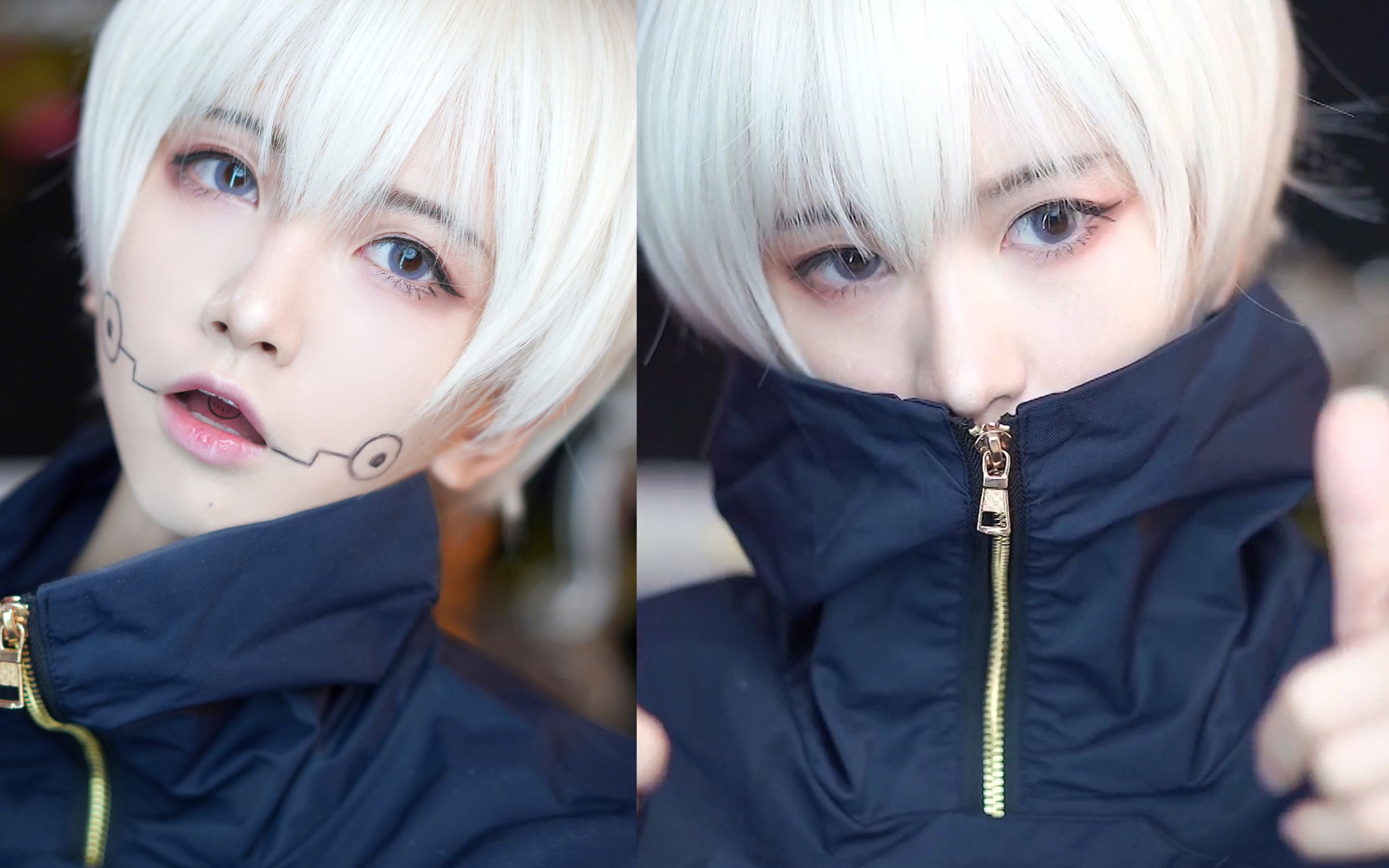 活动作品千亿夏咒术回战狗卷棘cos仿妆徒手画咒言师鲑鱼