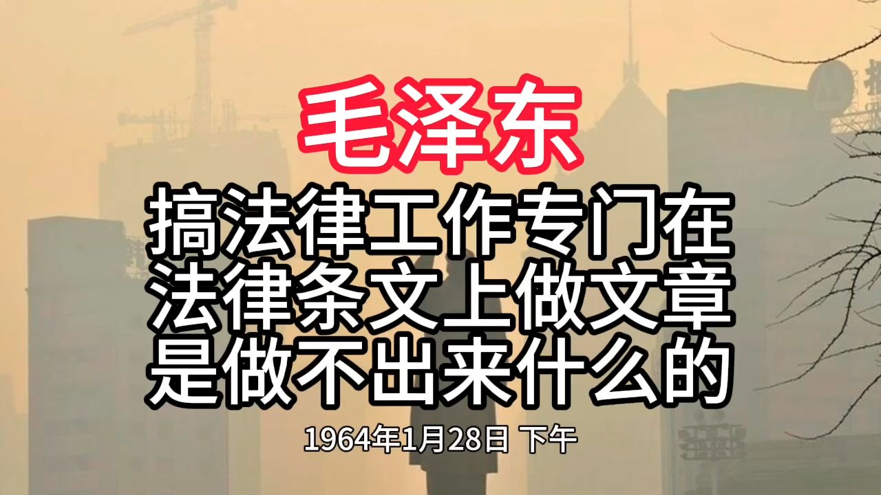 《毛泽东年谱》搞法律工作专门在 法律条文上做文章 是做不出来什么的——1964年1月28日哔哩哔哩bilibili