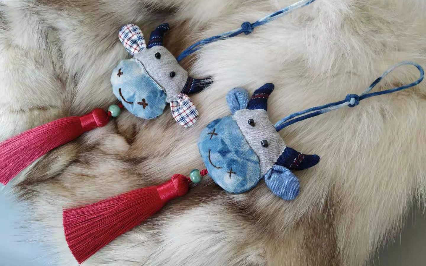 扎染布艺生肖牛 泽坔手工出品 萌牛香包挂件 视频教程