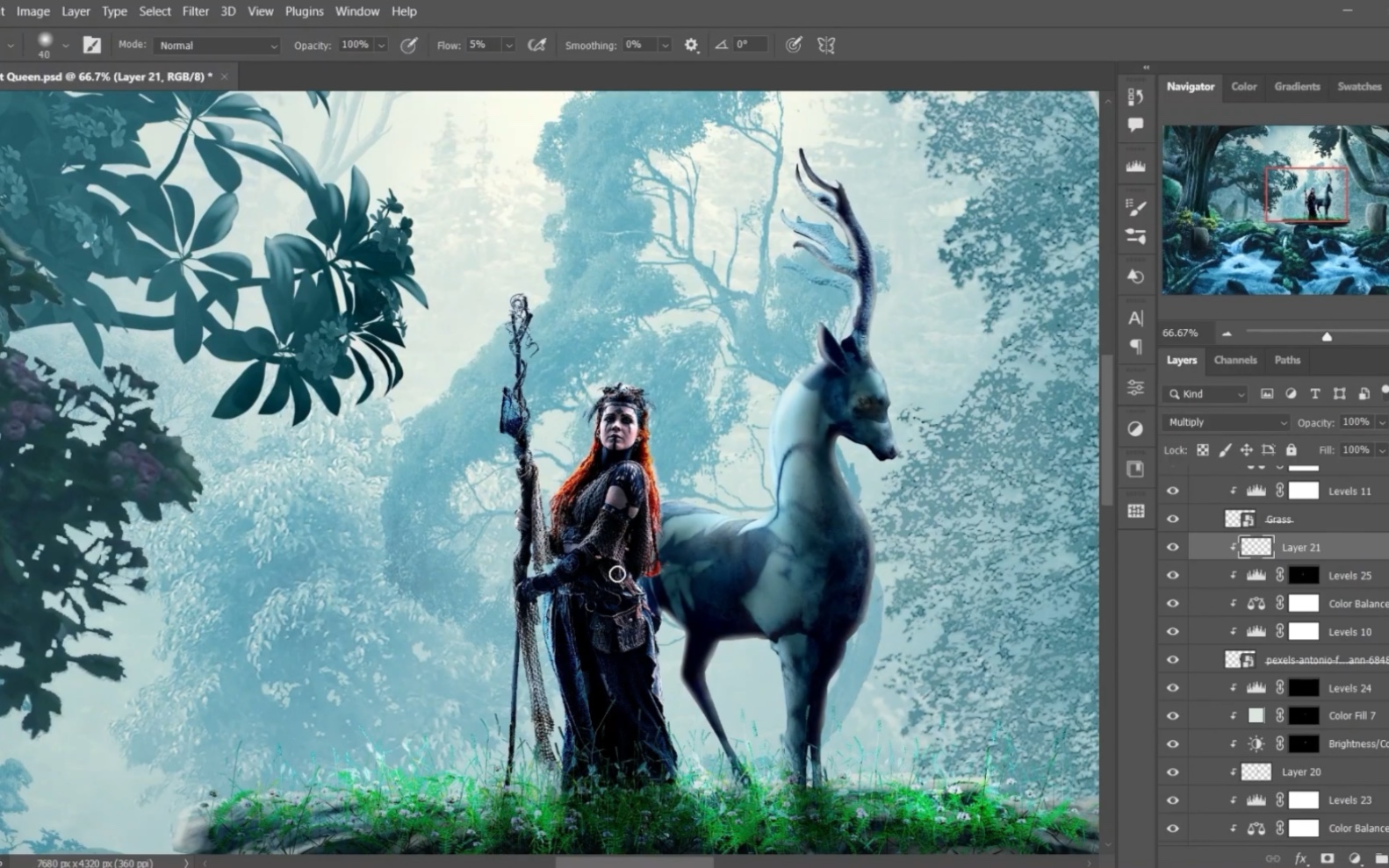 ps进阶教程「含素材」教你用ps搭建创意场景海报(奇幻森林)视频素材源