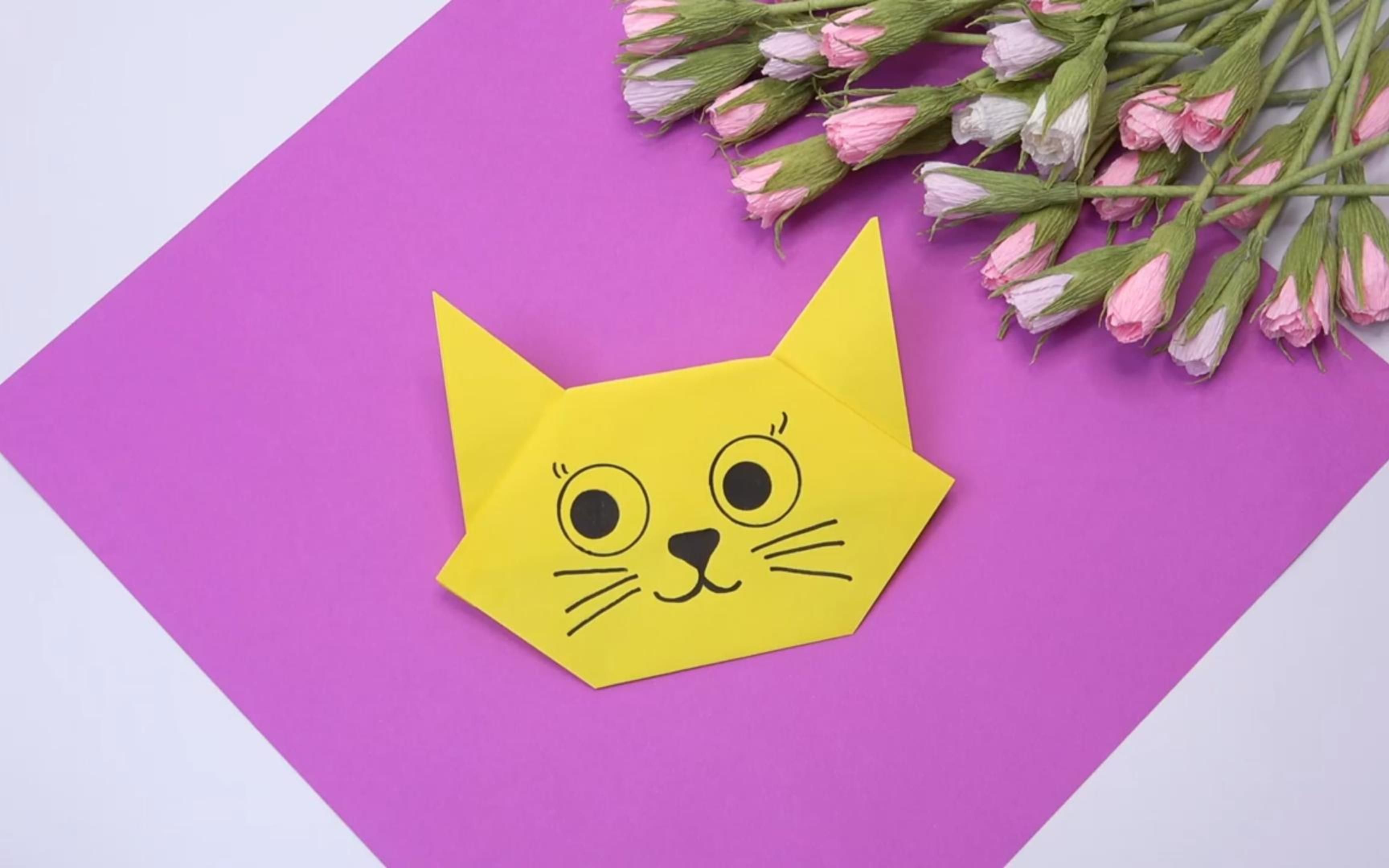 折纸 猫咪 简单亲子手工制作教程 幼儿园小学生手工作业 手工自制玩具