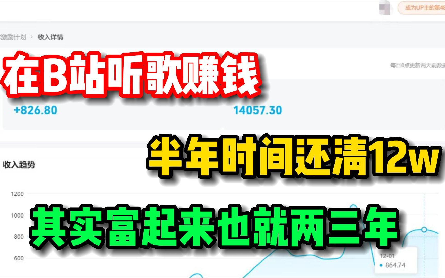 [图]在b站听歌赚钱，半年时间还清12w，其实富起来也就两三年，一分钟教你如何操作！