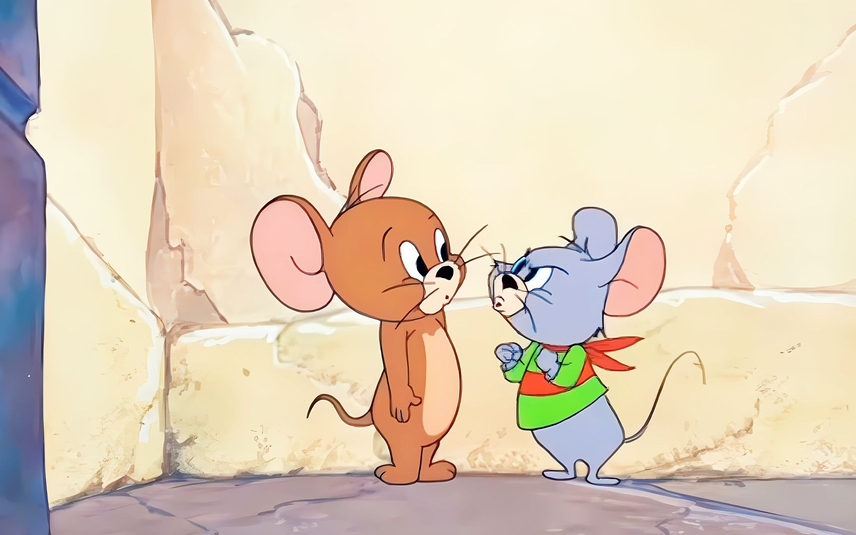 汤姆杰瑞和灰老鼠不打不相识,成为了朋友,离别时互相道别