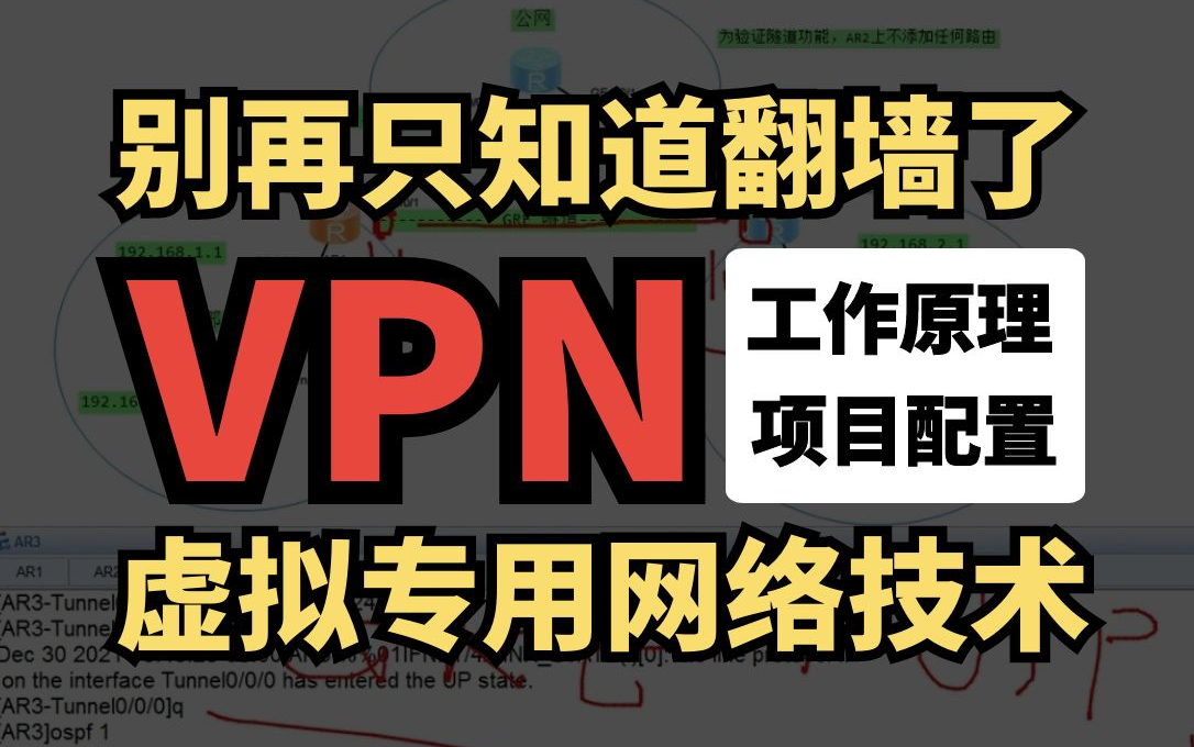 真的不“刑”!网络工程师百哥用150分钟讲完使用VPN虚拟专用网络的正确姿势:工作原理丨项目实战丨实验配置丨VPN入门丨VPN配置丨网络安全哔哩...