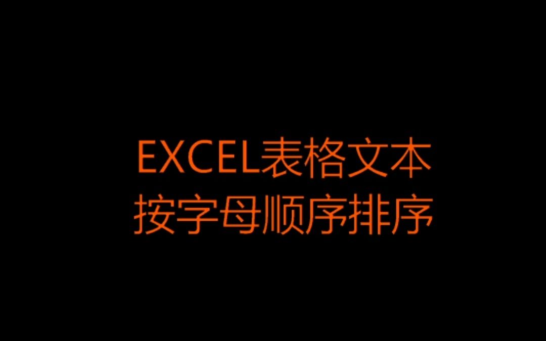 EXCEL表格文本按字母顺序排列哔哩哔哩bilibili