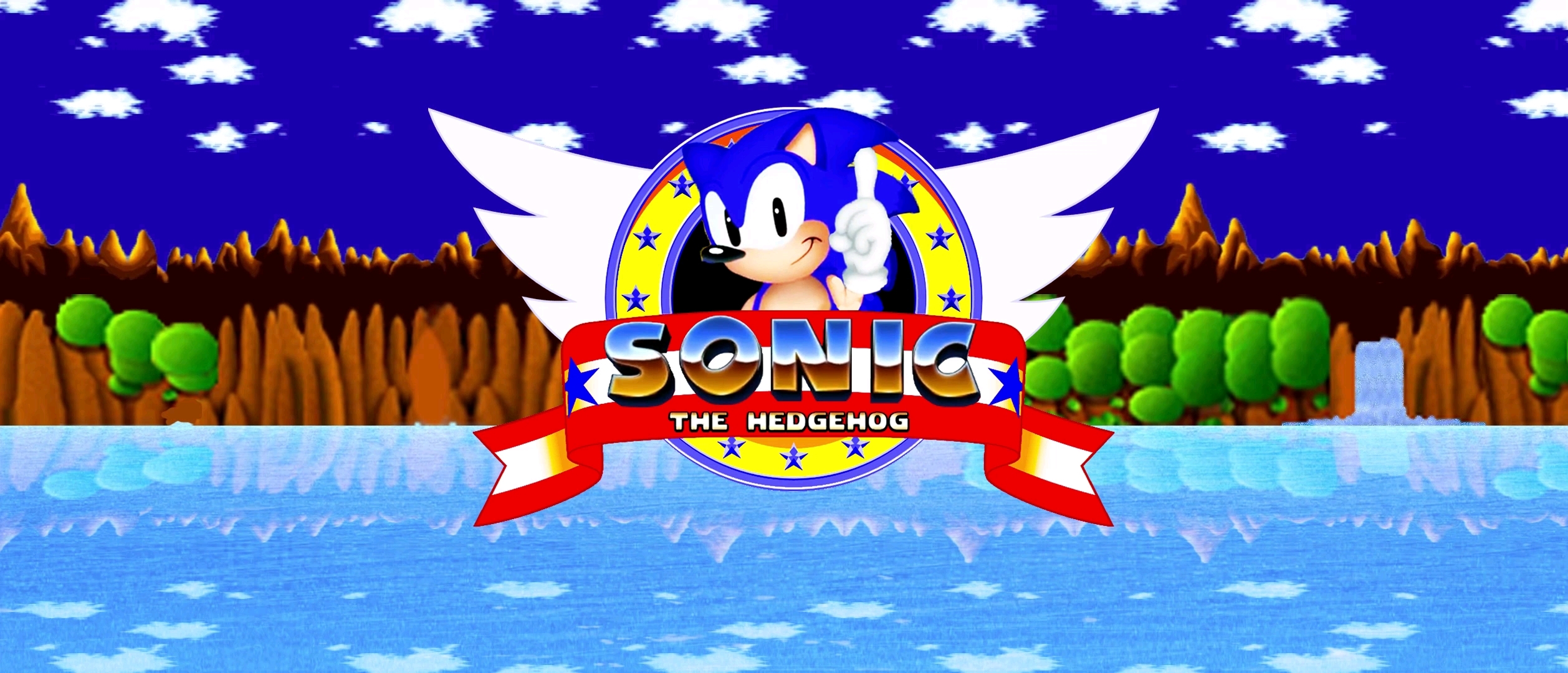 Sonic the hedgehog title screen logo  HD remake(超大的宽屏最终版!!)哔哩哔哩bilibili