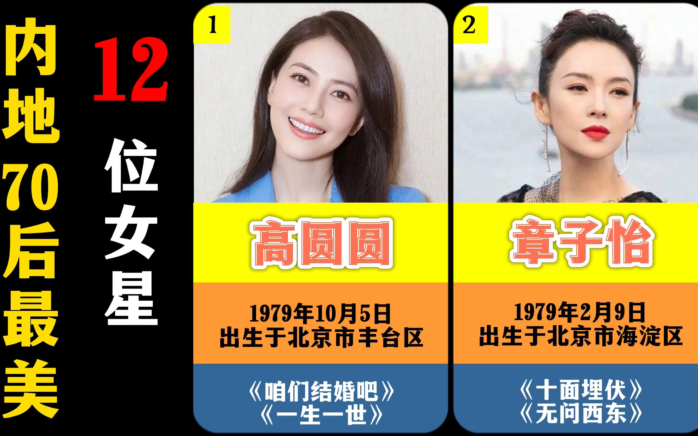 内地12位最美70后女明星,高圆圆、陈好、俞飞鸿,你心中谁第一?哔哩哔哩bilibili