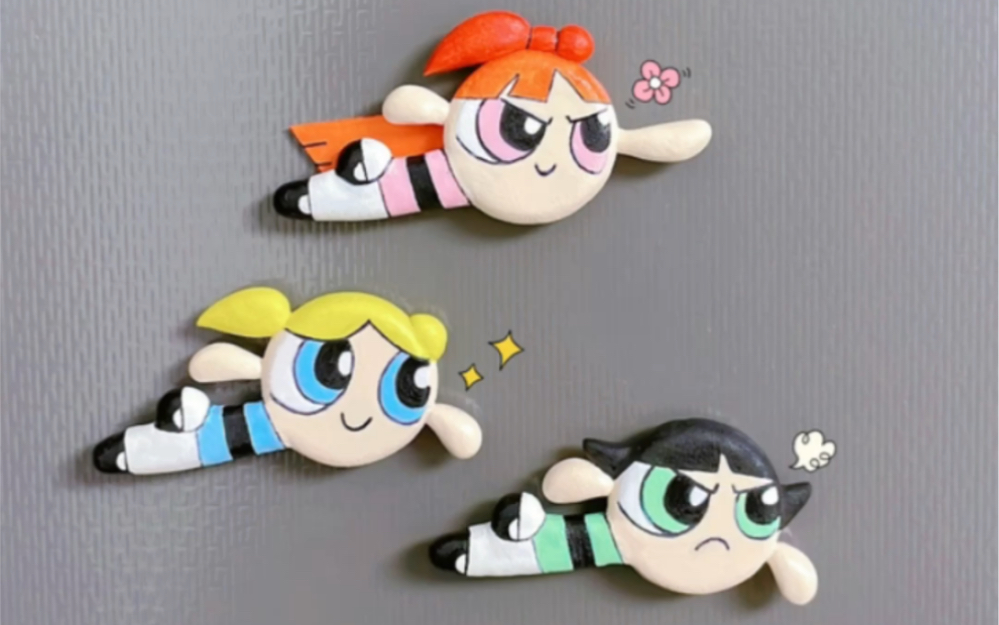 飞天小女警 石塑粘土冰箱贴 童年回忆系列