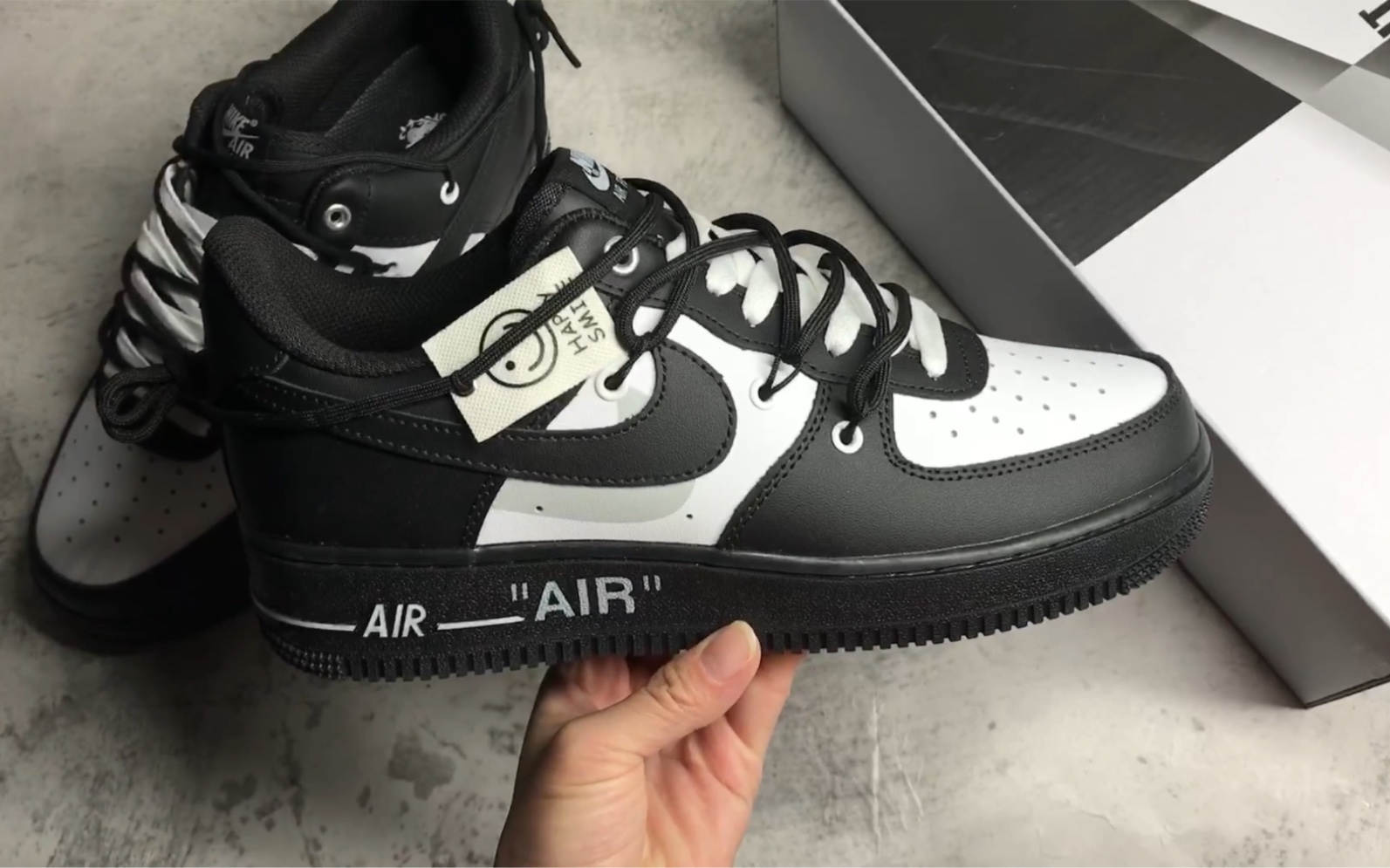 【全方位实拍】nike air force 1 okhr 字母解构双钩 黑白熊猫