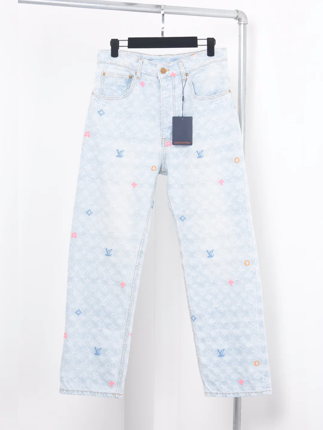 说下高仿lv路易威登联名tyler彩色刺绣牛仔裤 28-36