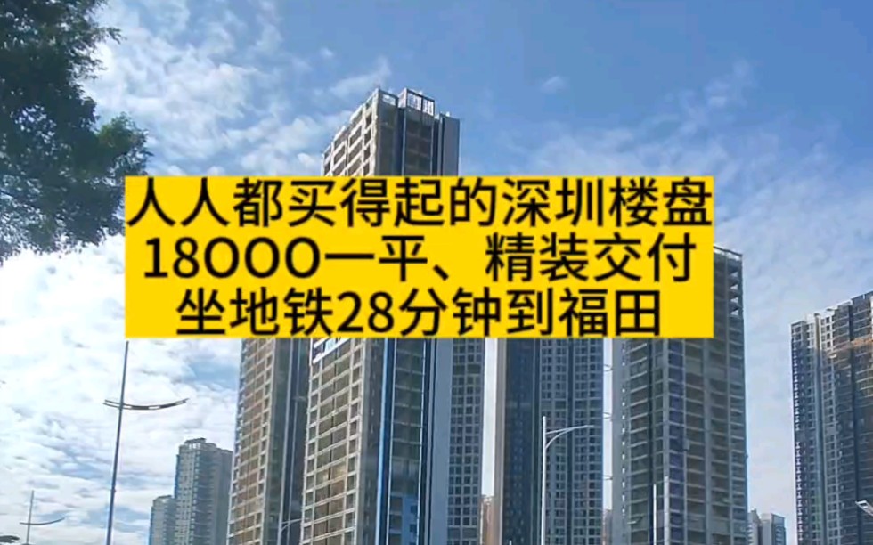 人人都买得起的深圳楼盘18OOO一平、精装交付坐地铁28分钟到福田.深圳房产,深圳买房哔哩哔哩bilibili