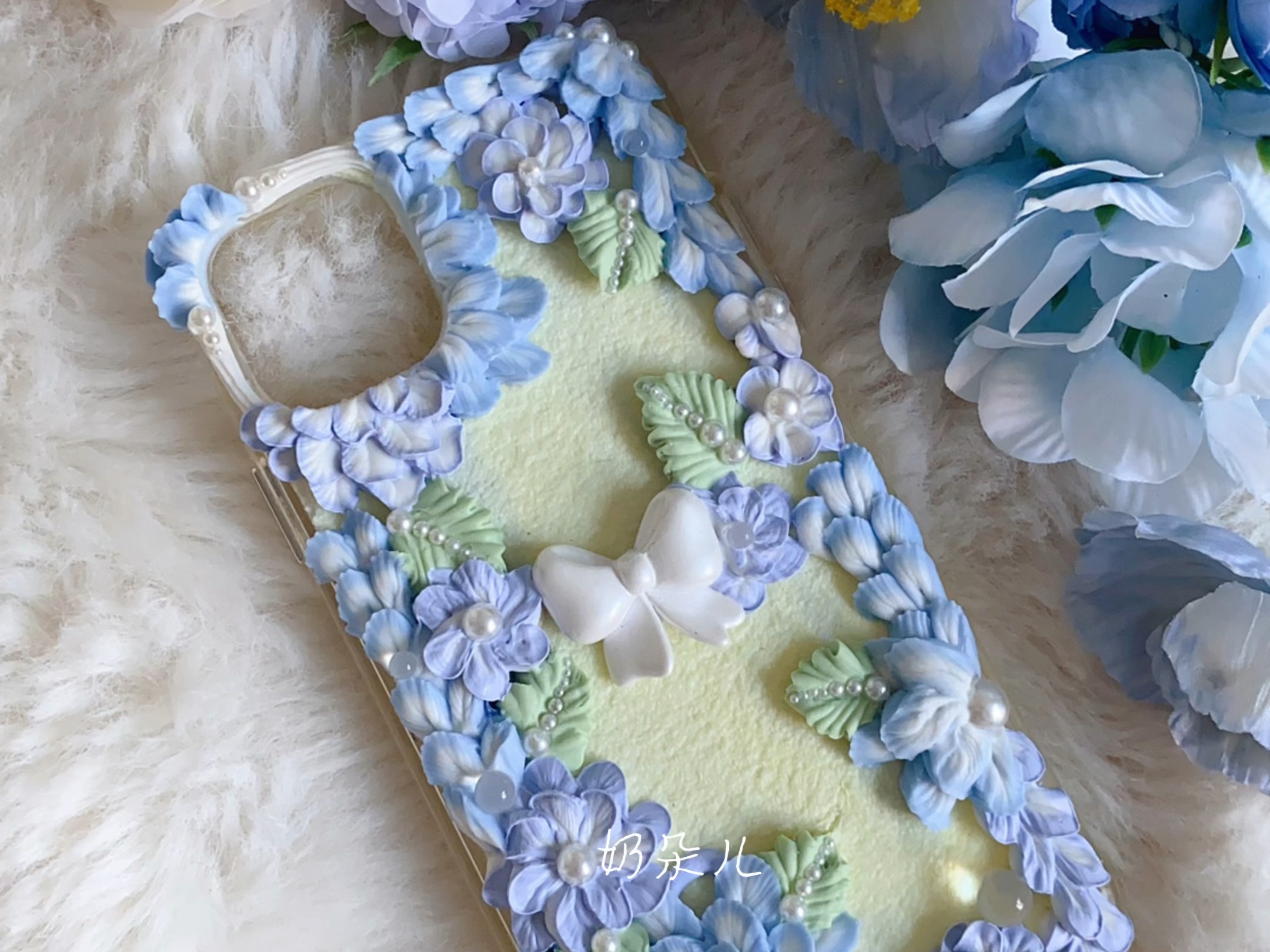 小清新奶油胶裱花手机壳
