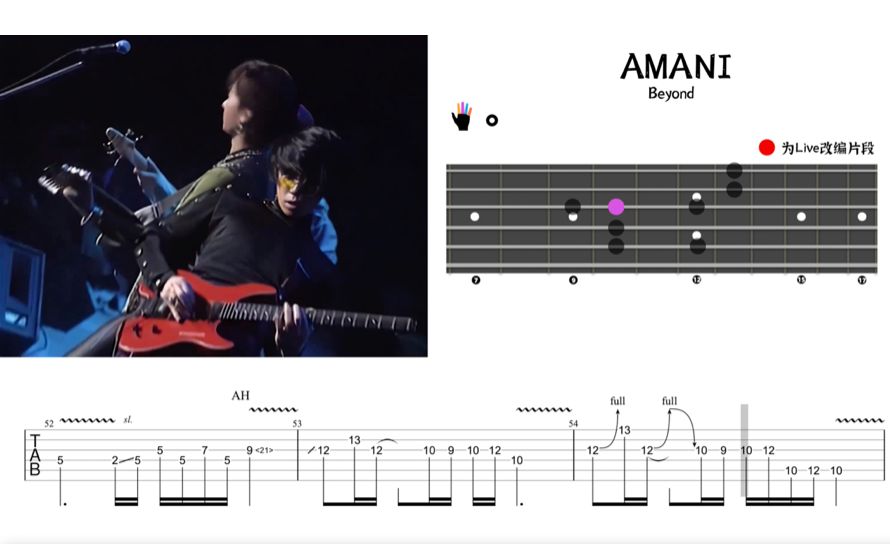 [图]【吉他教程】Beyond《AMANI》， 爱与和平！节奏 + Solo 原版教学。