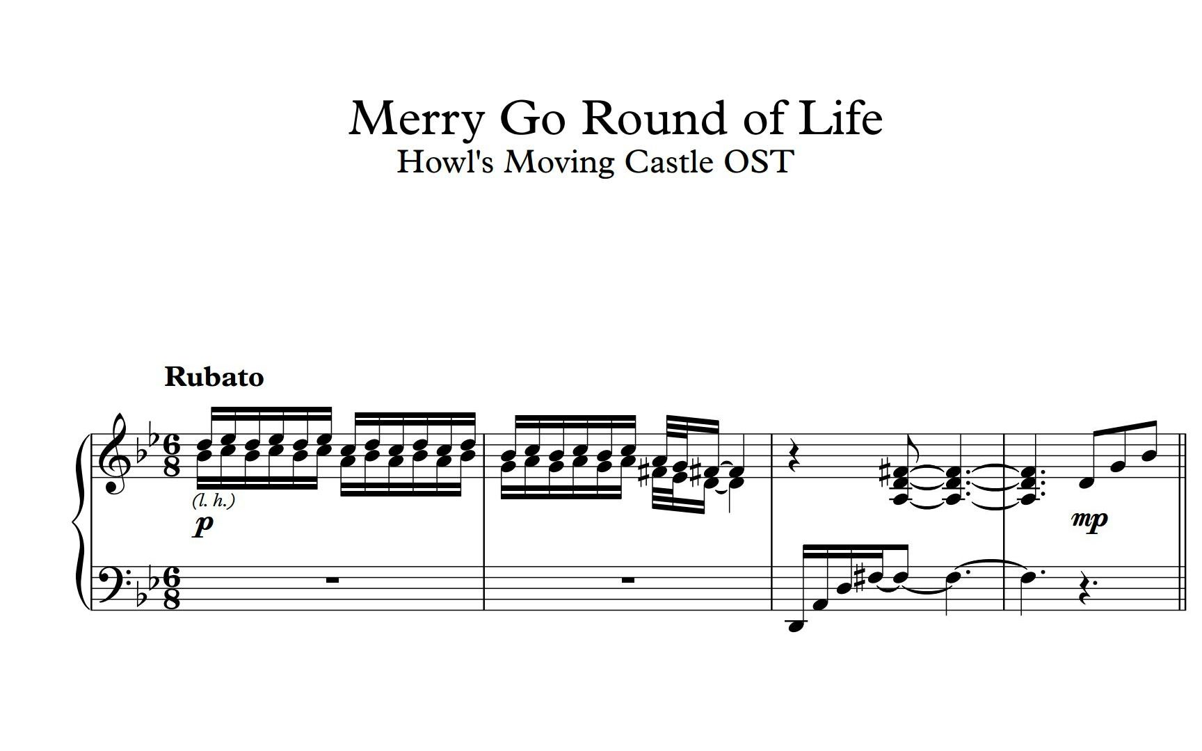 久石让 人生的旋转木马钢琴谱 merry go round of life