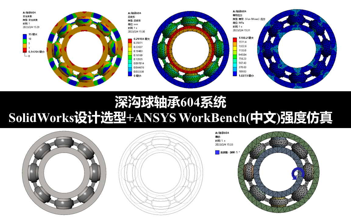 [图]【建模&仿真】深沟球轴承604SolidWorks三维建模与ANSYS强度仿真