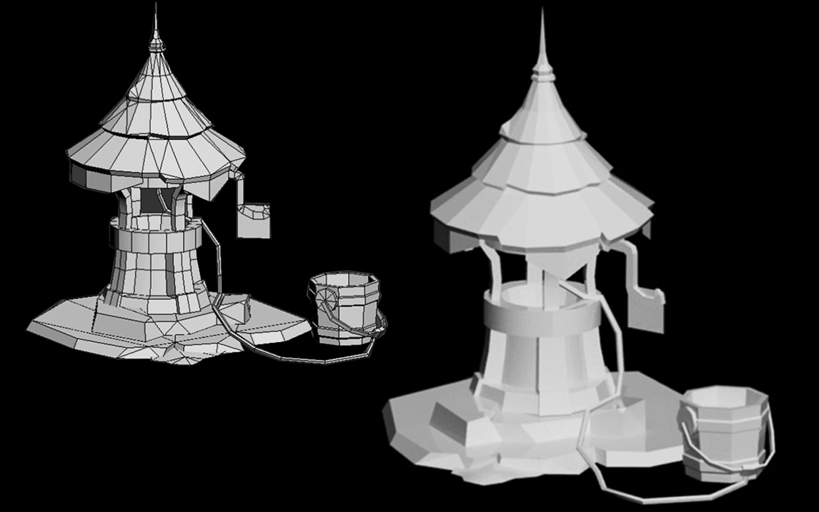 3dmax建模零基础学习游戏魔法井小场景建模3d新手场景道具入门案例