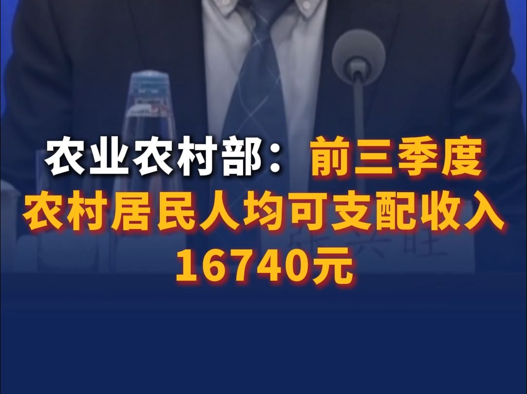 农业农村部:前三季度农村居民人均可支配收入16740元哔哩哔哩bilibili