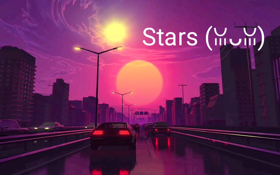 starsofcity585158粉色霓虹灯落日与高速