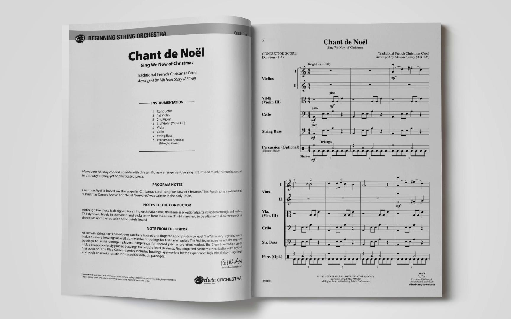 [图]法国圣诞颂歌 Chant de Noël 1.5级 交响弦乐作品