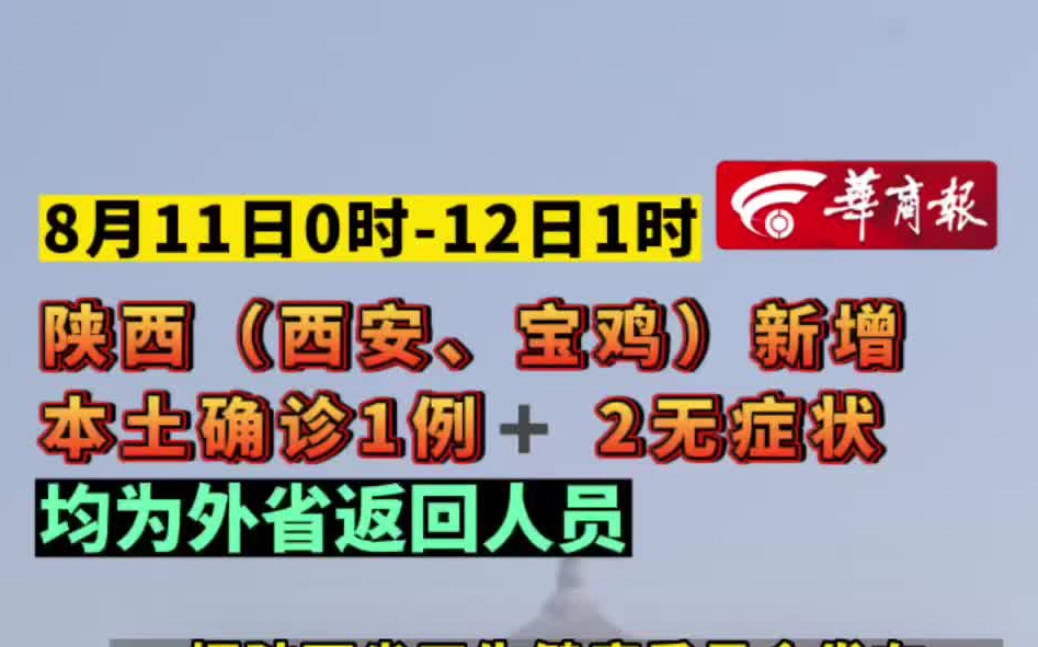 8月11日0时12日1时 陕西(西安、宝鸡)新增本土确诊1例➕2无症状哔哩哔哩bilibili