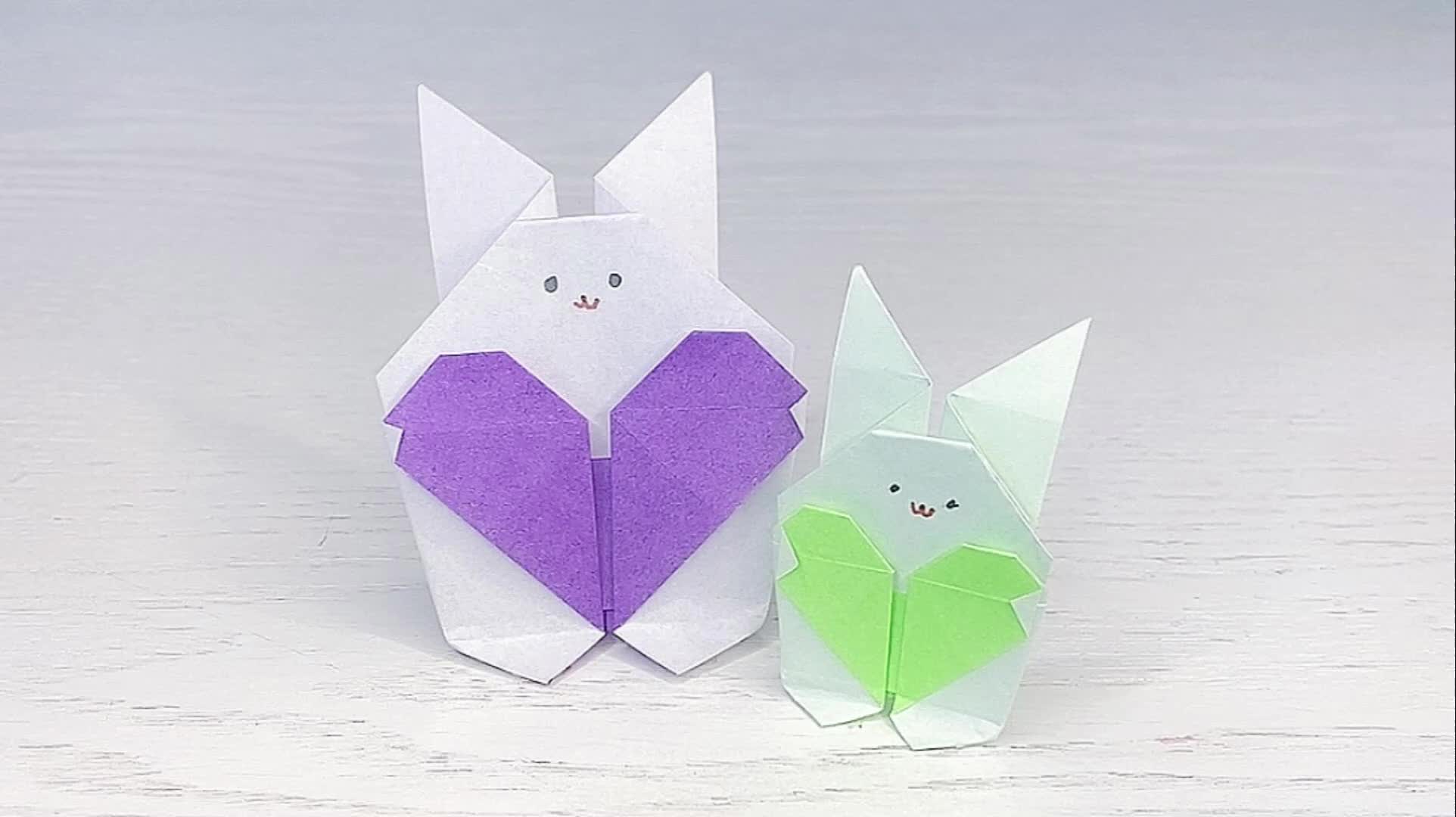 小兔子爱心折纸教程