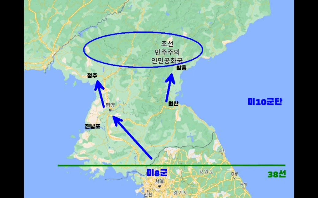 625戰爭 38線以北的作戰計劃 定州咸興以北到國境線由韓軍負責 其他