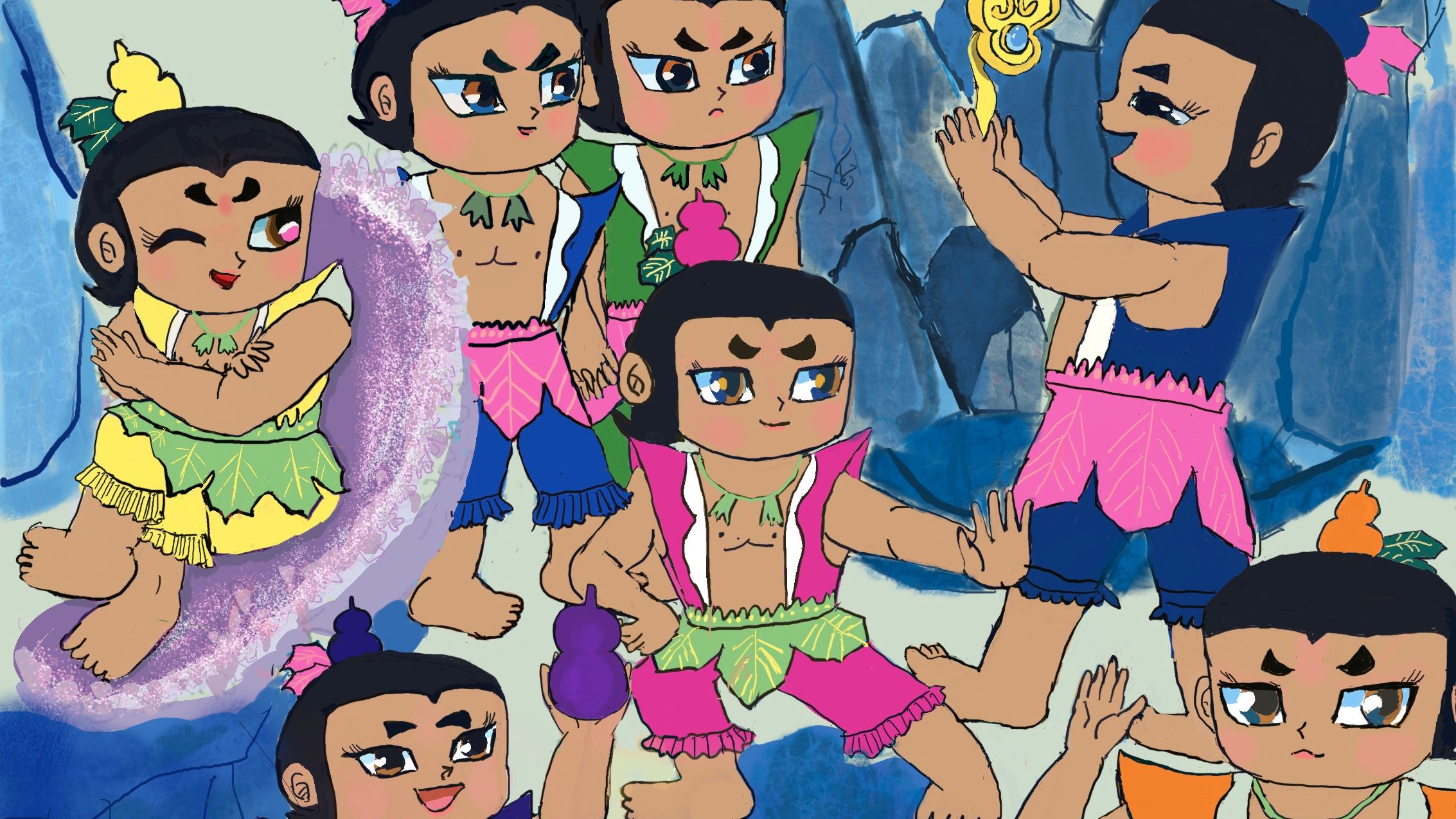 葫芦娃绘画过程