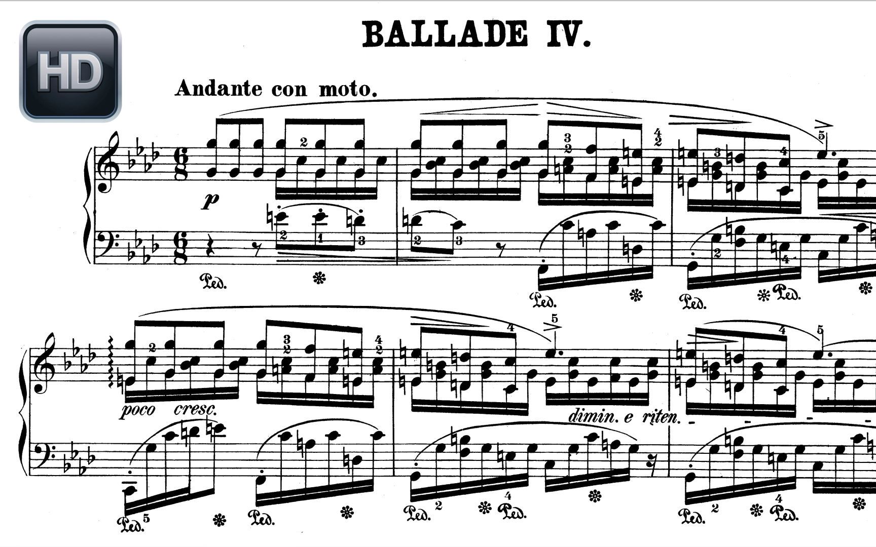 [图]肖邦F小调第四叙事曲 Ballade No. 4 in F Minor, Op. 52 (Rubinstein)钢琴谱