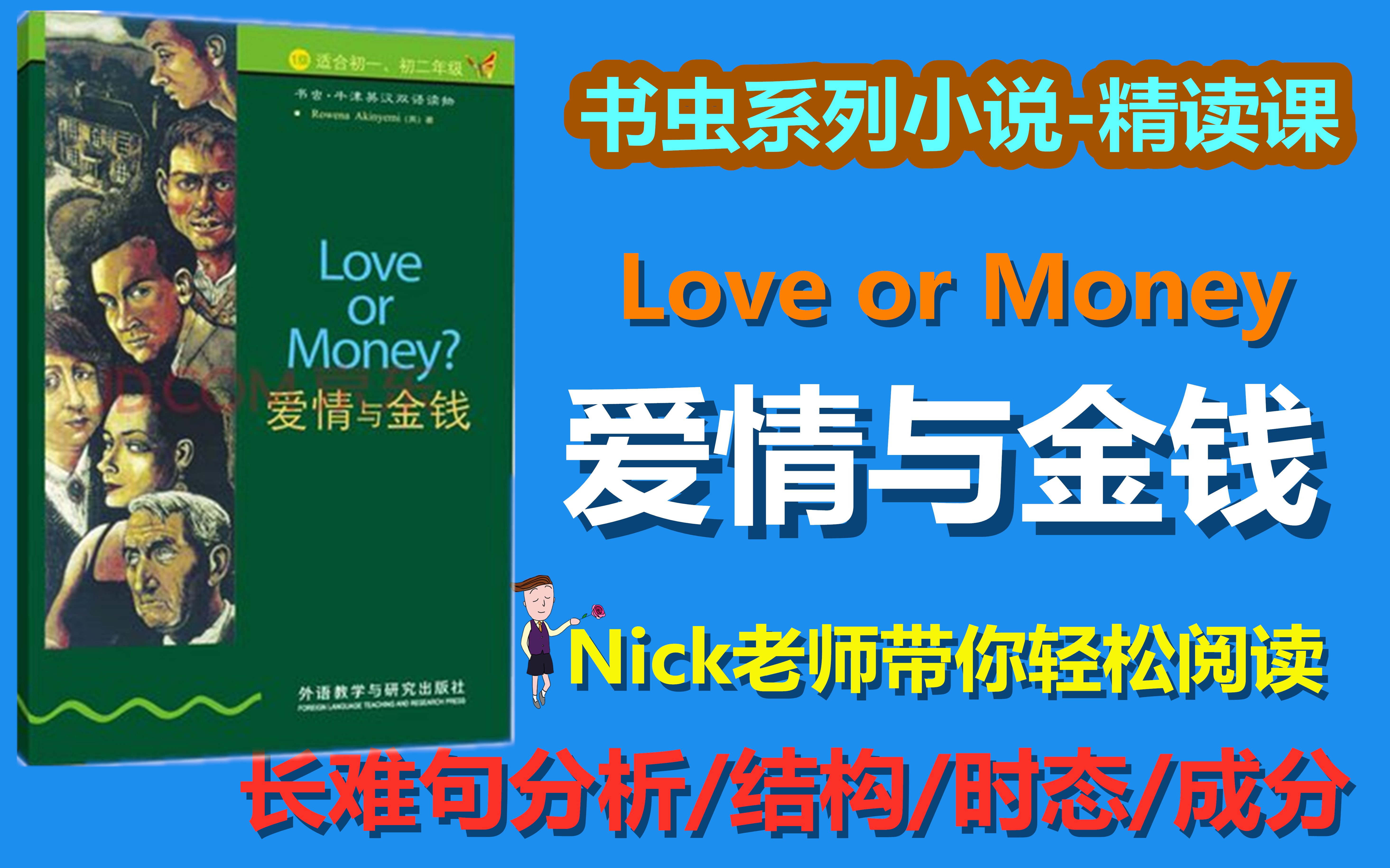 【英语精读】干货 新出书虫系列 精读课【爱情与金钱】Nickcen老师在线分析句子结构成分与时态 阅读中学语法与词汇 不停更新中……哔哩哔哩bilibili