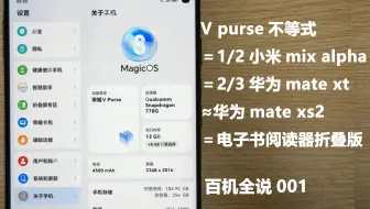 人人买得起的超浅折痕折叠屏 荣耀V Purse炒冷饭 百机全说1%