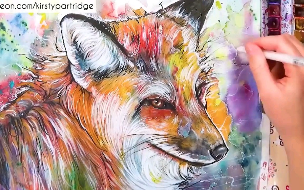 【国外小姐姐水彩】小姐姐带你如何画出灵动的火狐!