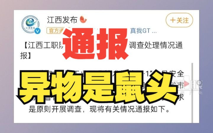 详情通报!江西通报鼠头鸭脖事件调查结果:联合调查组认定饭菜中异物是鼠头哔哩哔哩bilibili