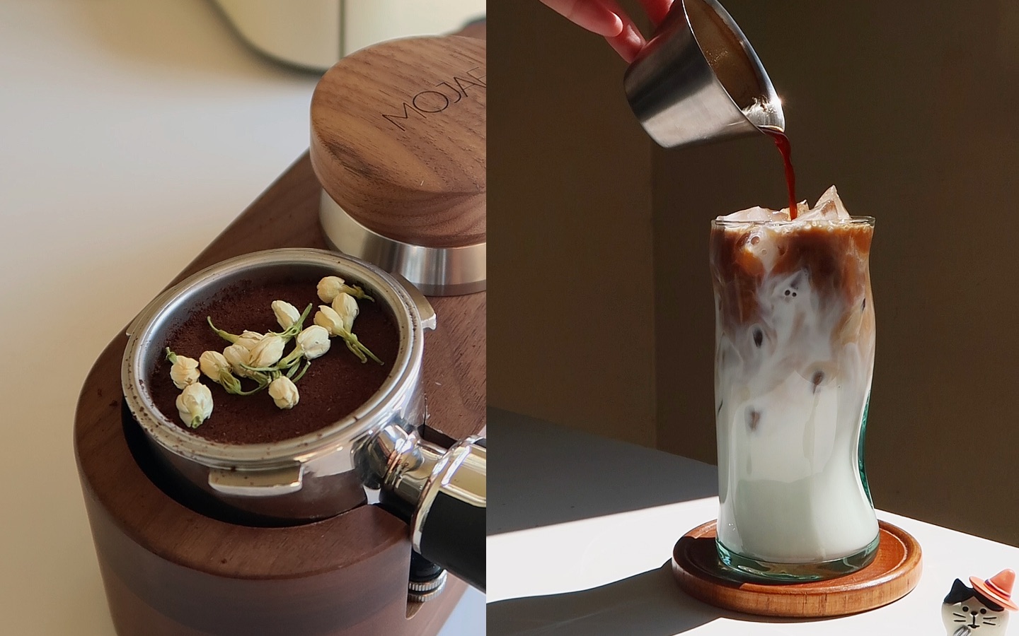 home cafe|清新又香甜的茉莉花拿铁|家庭自制咖啡|沉浸式做咖啡|茉莉