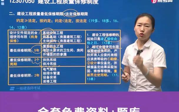 每日考点建造师高频考点建设工程质量最低保修期限哔哩哔哩bilibili