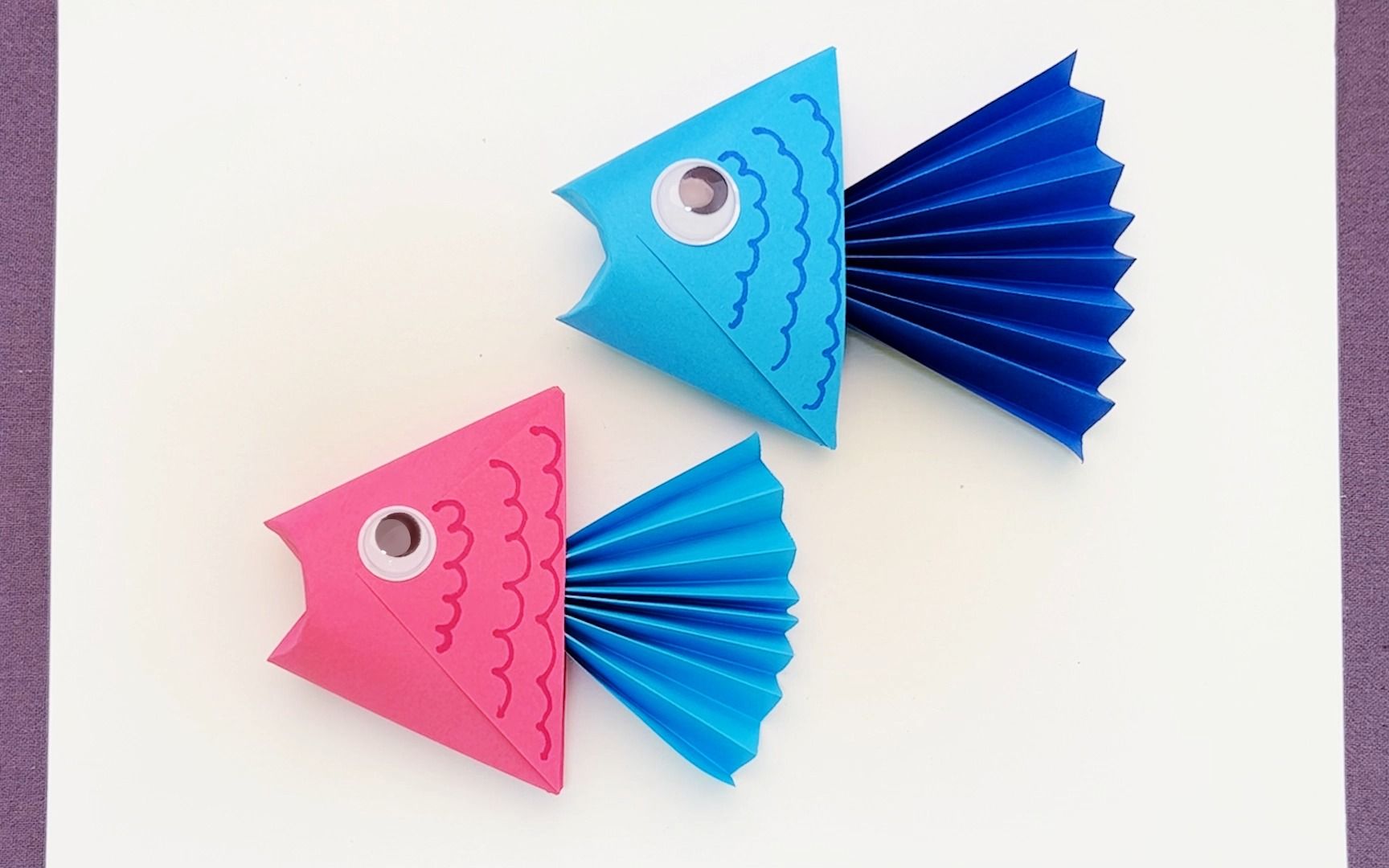 创意手工画 折纸小鱼 用彩纸做一对可爱的小鱼