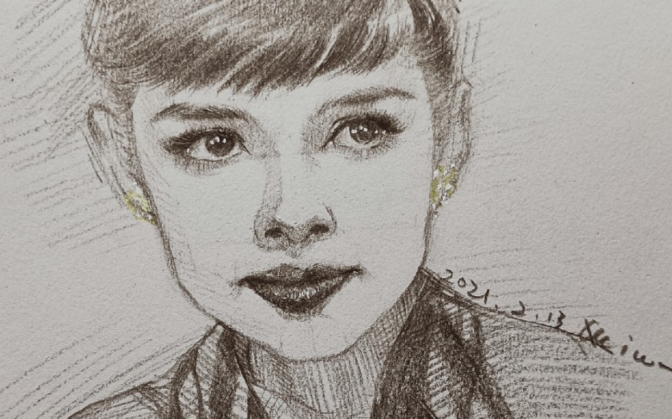 活动作品手绘彩铅速写头像