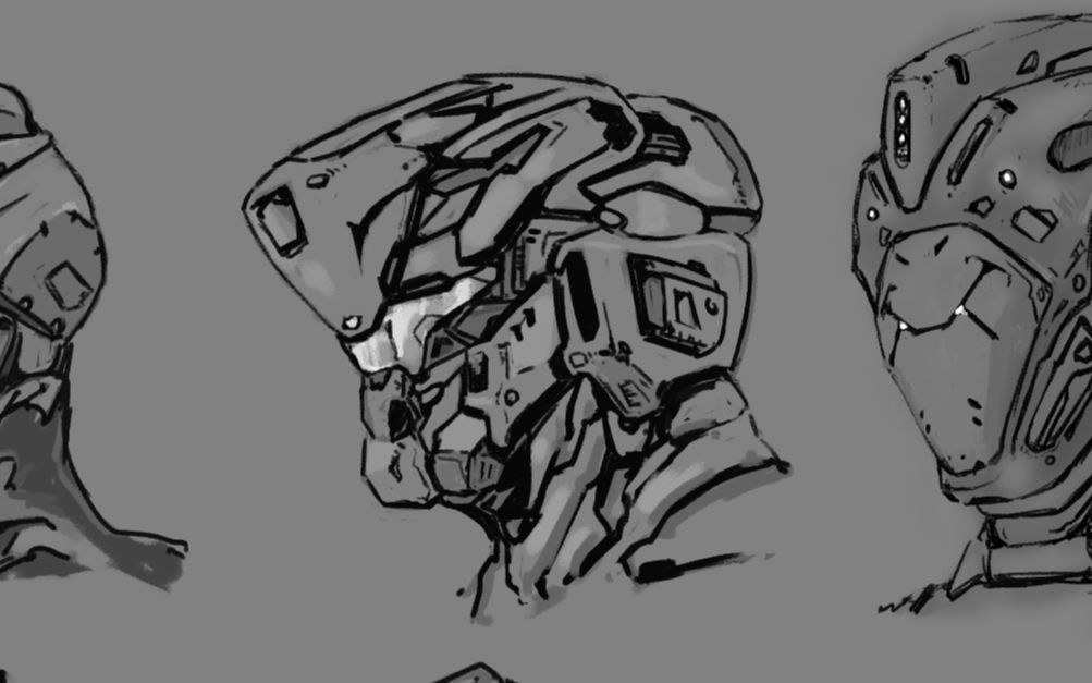 概念设定100个机甲头部挑战058(3d模型师在找灵感)