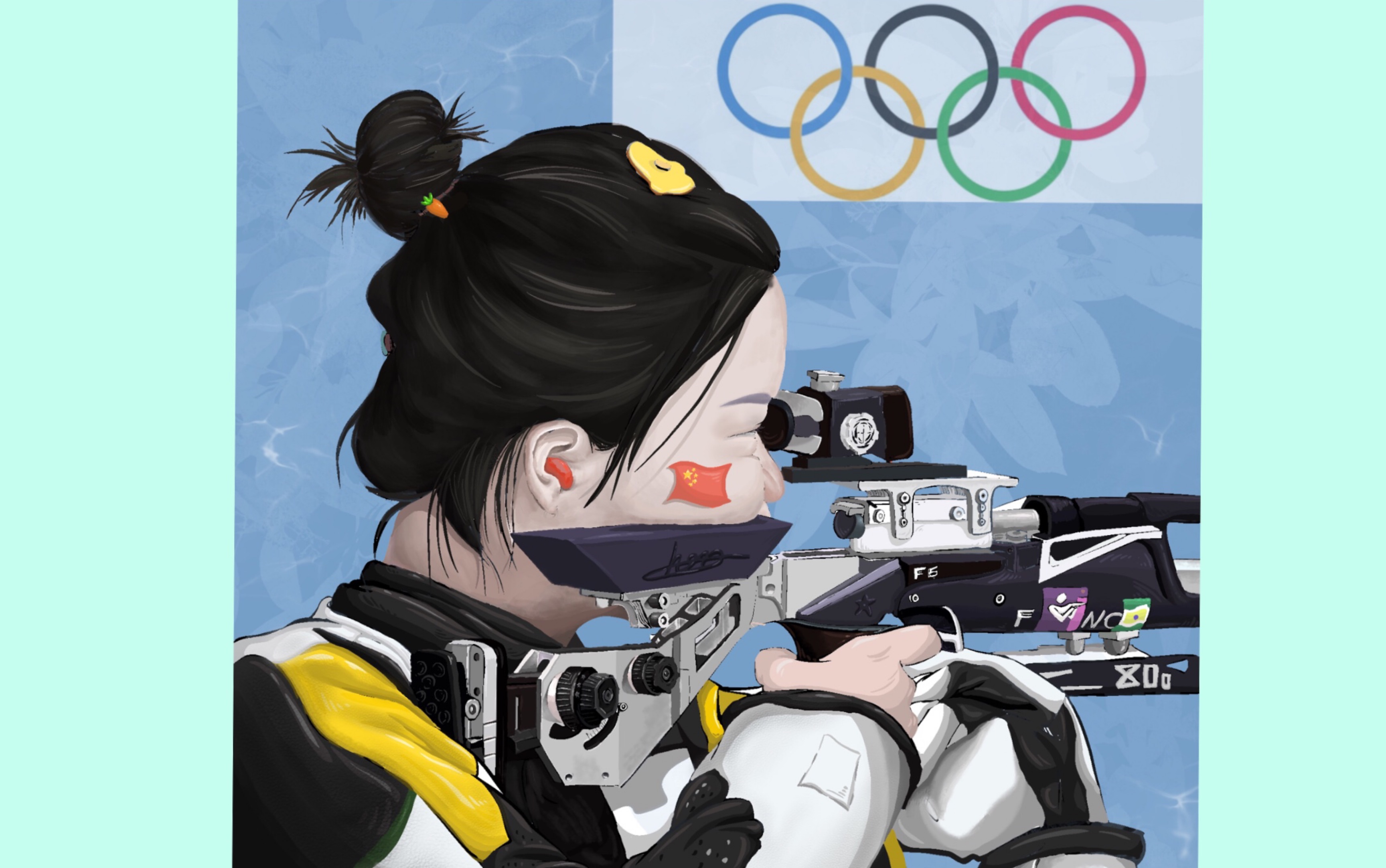 【procreate】#中国首金 杨倩93 93ipad绘画全程96 超好学05